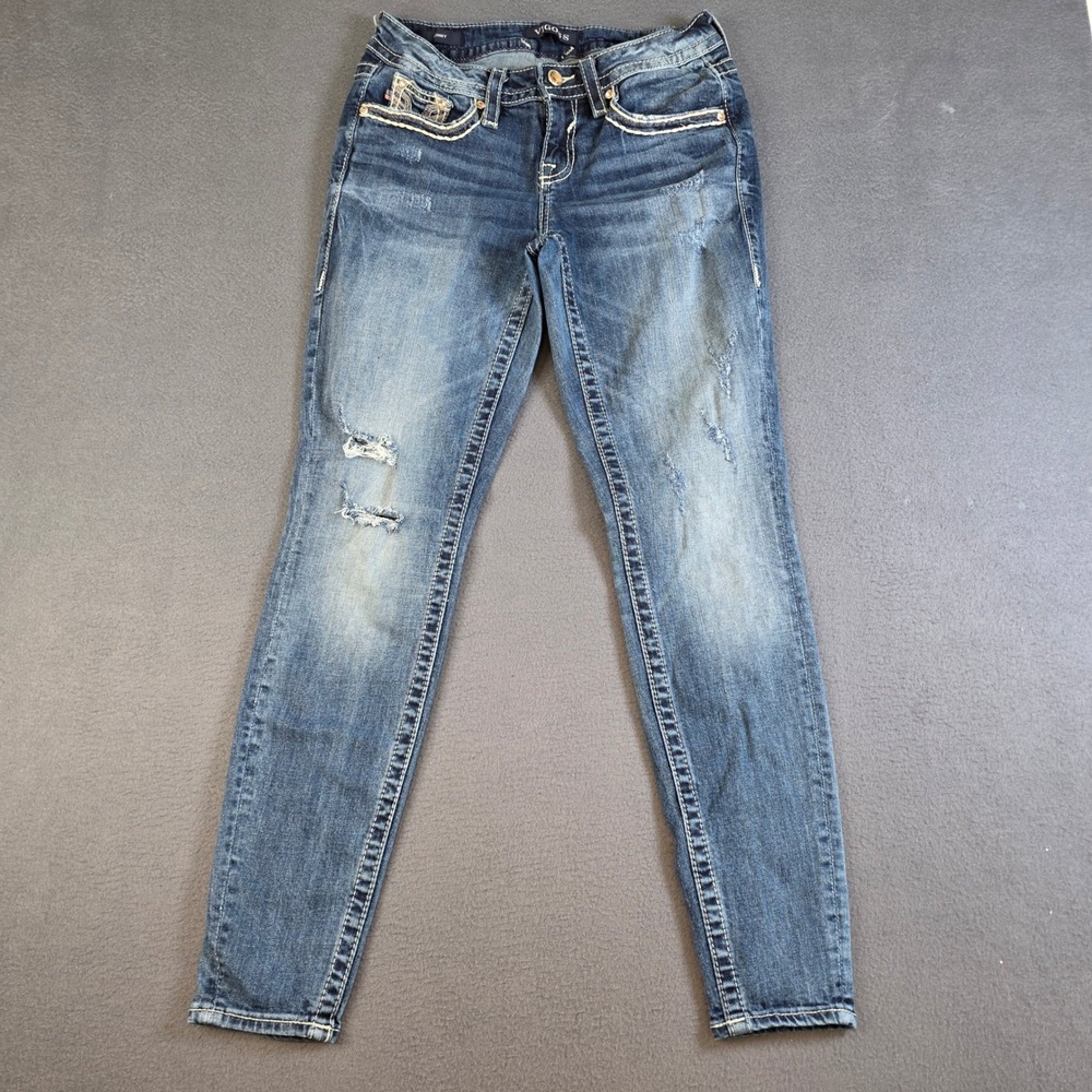 Vigoss Heritage Fit Skinny Jeans Blue Distressed Size 4 L30